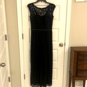 Lacy black David’s Bridal dress